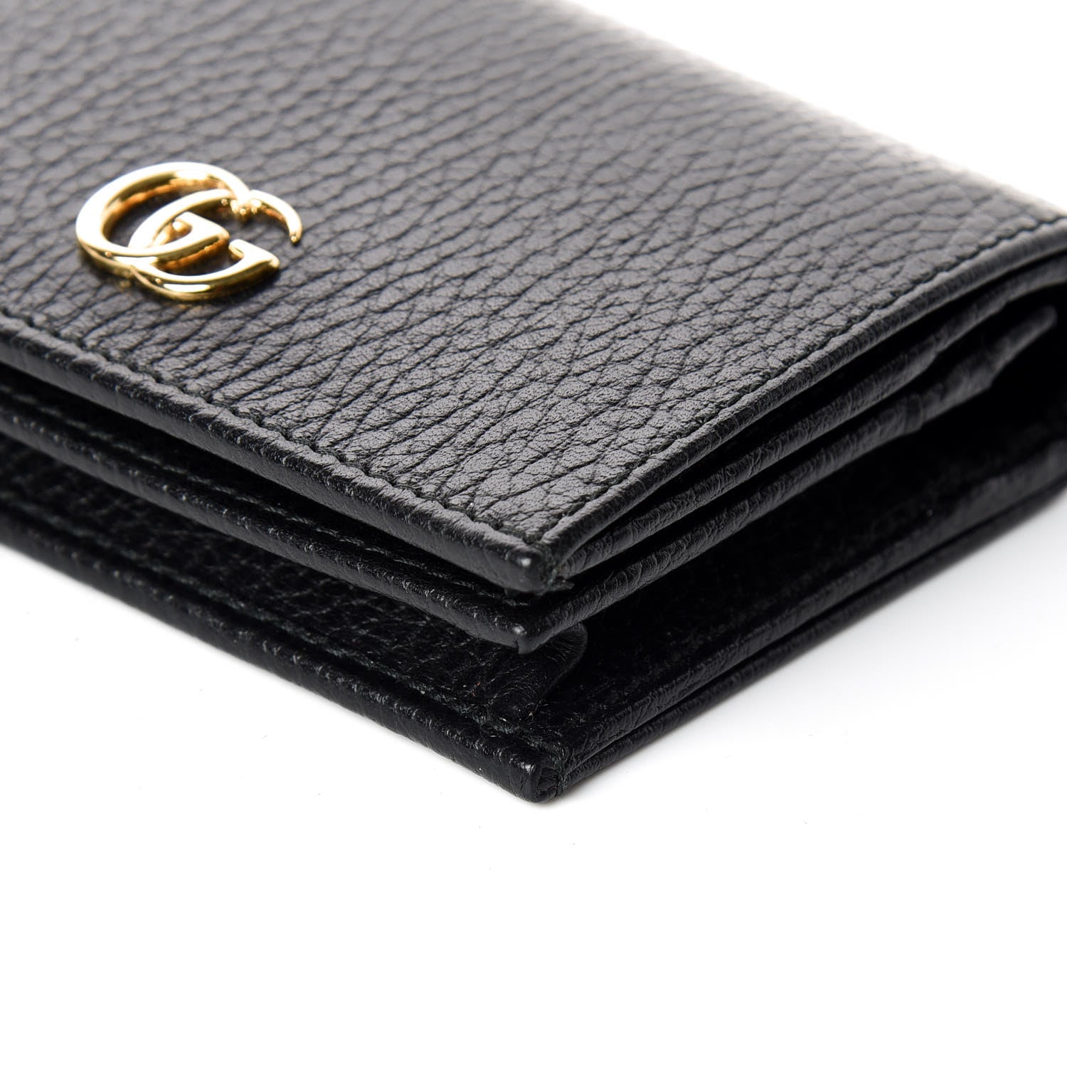 Gucci Pebbled Calfskin GG Marmont Card Case Black 6 of 9