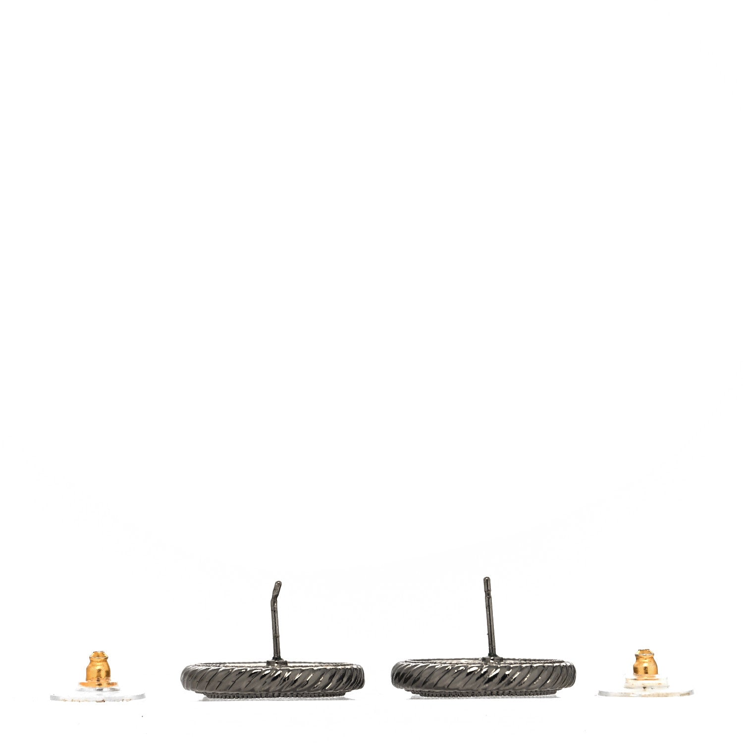 Chanel Ruthenium Crystal CC Round Earrings 3 of 4