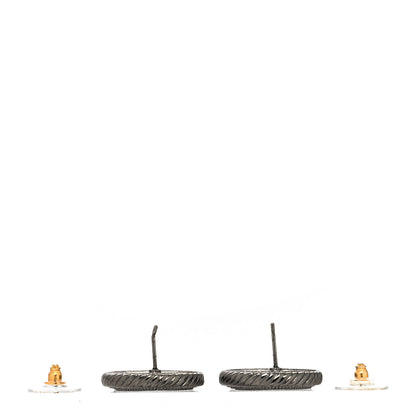 Chanel Ruthenium Crystal CC Round Earrings 3 of 4