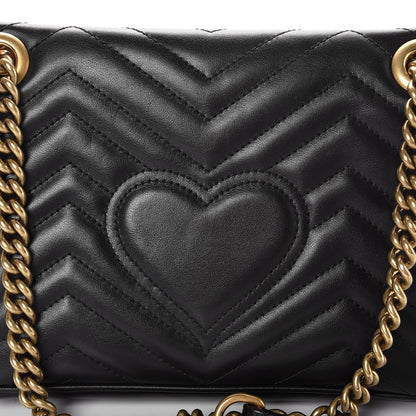 Gucci Calfskin Matelasse Small GG Marmont Shoulder Bag Black 8 of 9