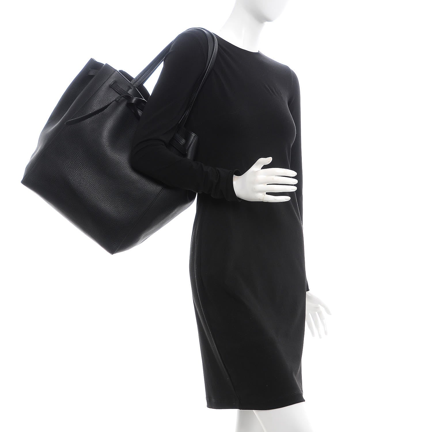 Celine Soft Grained Calfskin Medium Belt Cabas Phantom Black 2 of 9