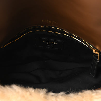 Saint Laurent Shearling Calypso Crossbody Crema Naturel Dark Cigar 5 of 10