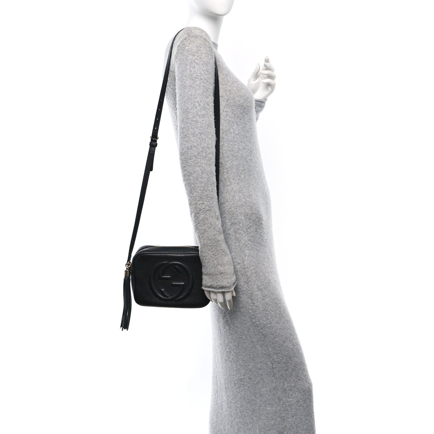 Pebbled Calfskin Small Soho Disco Bag Black