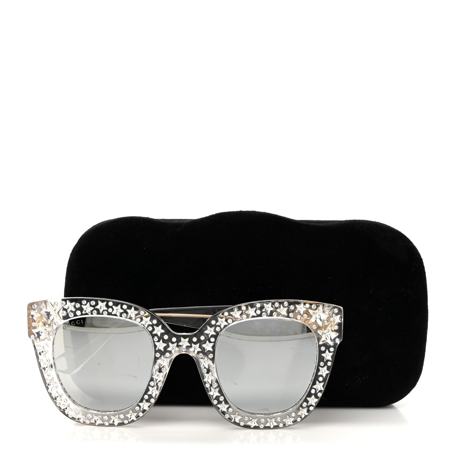 Gucci Acetate Crystal Oversize Mirrored Star Sunglasses GG0116S