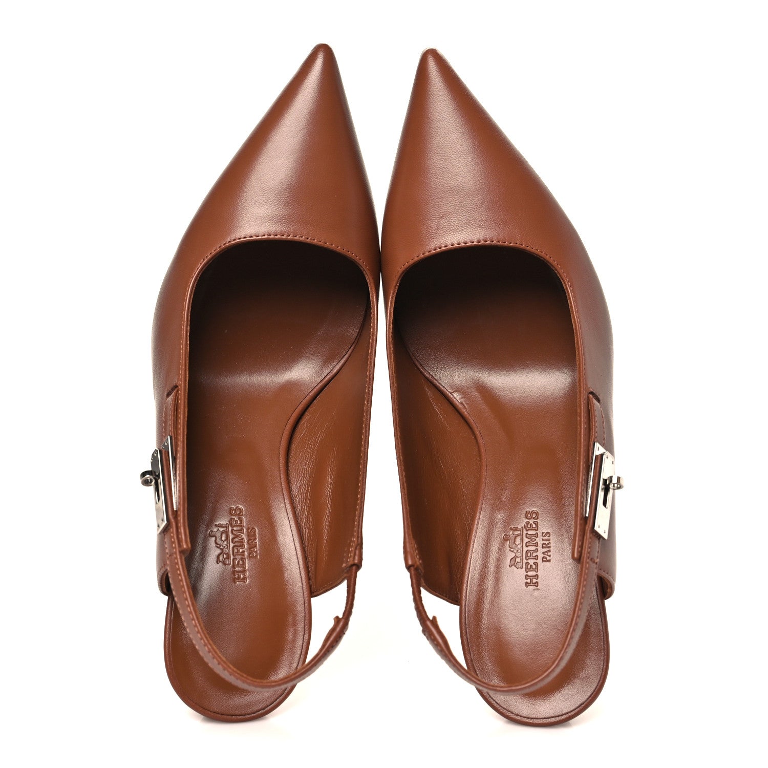 Hermes Nappa Lover 80 Slingback Pumps 37 Gold 2 of 9