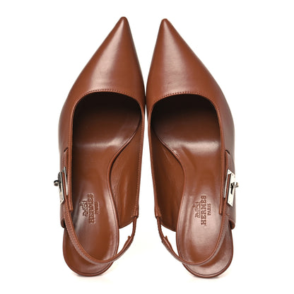 Hermes Nappa Lover 80 Slingback Pumps 37 Gold 2 of 9