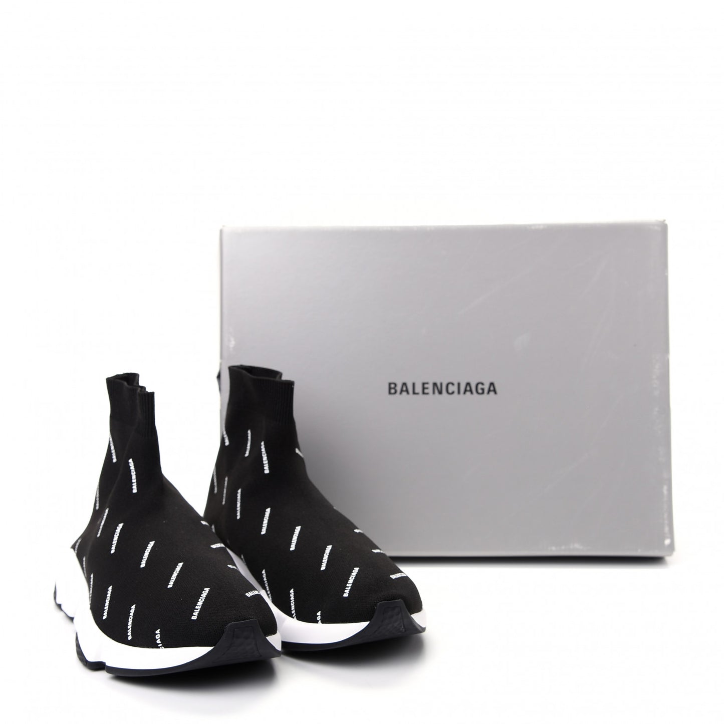 Neoprene Knit Allover Logo Bi-Color Sole Mens Speed Sneakers 42 Black White