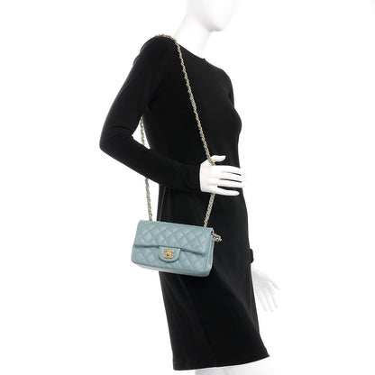 Chanel Iridescent Caviar Quilted Mini Rectangular Flap Light Blue 2 of 7
