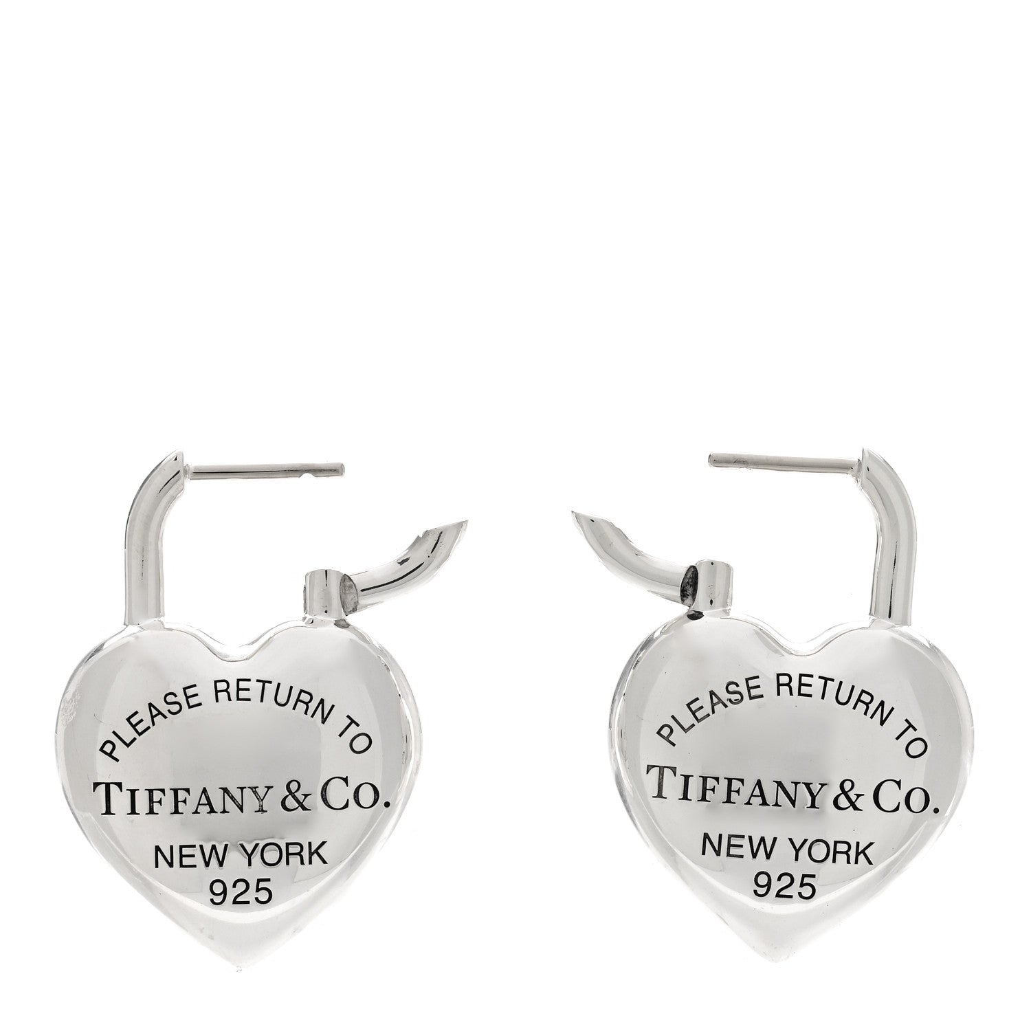 Tiffany Sterling Silver Return to Tiffany Full Heart Earrings 3 of 4