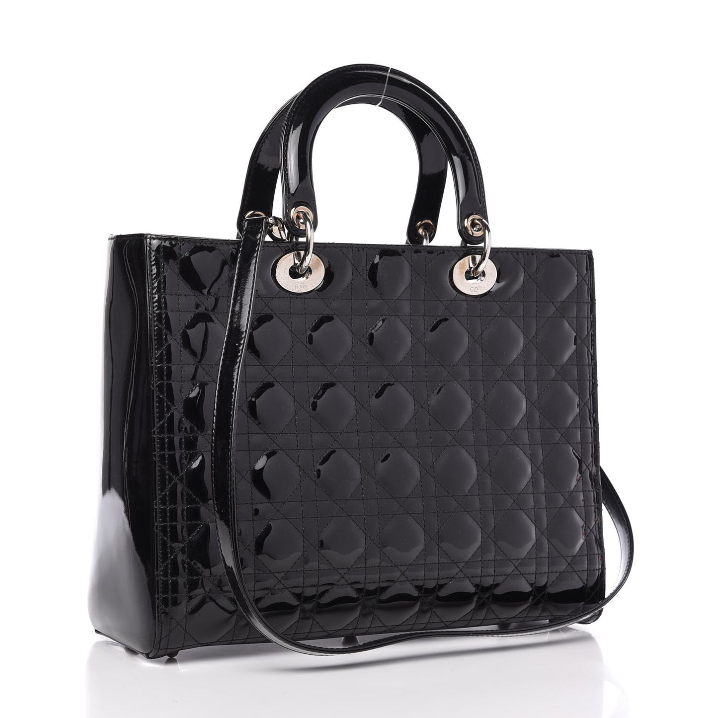 Patent Cannage Large Lady Dior Black