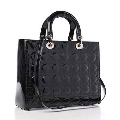 Christian Dior Patent Cannage Large Lady Dior Black 3 of 10