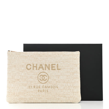 Chanel Woven Raffia Large Deauville Pouch White 8 of 8