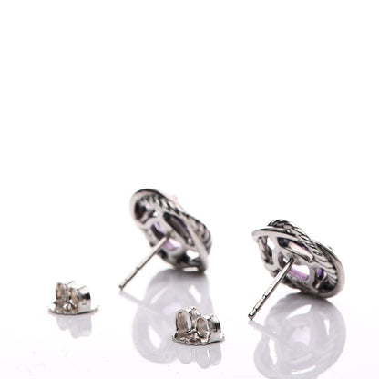 David Yurman Sterling Silver Amethyst 7mm Infinity Earrings 3 of 4