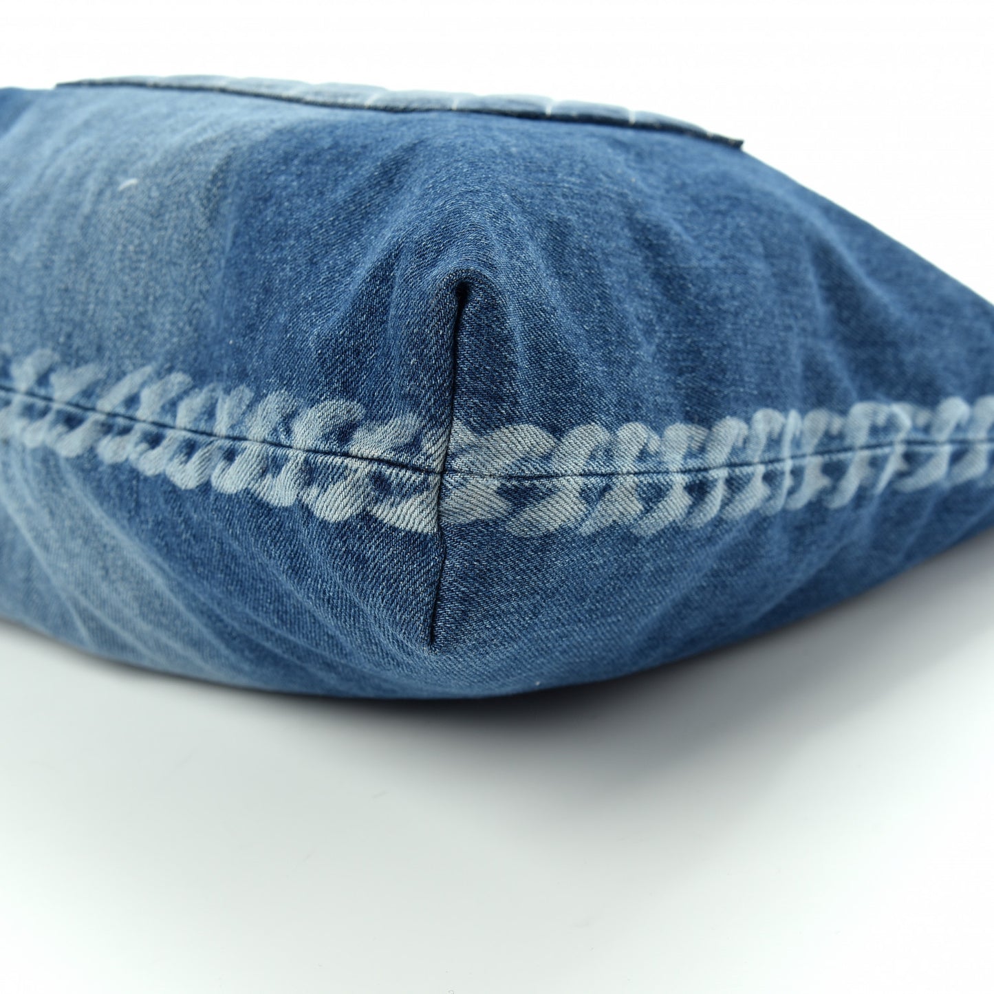 Denim Printed Shopping Bag Blue