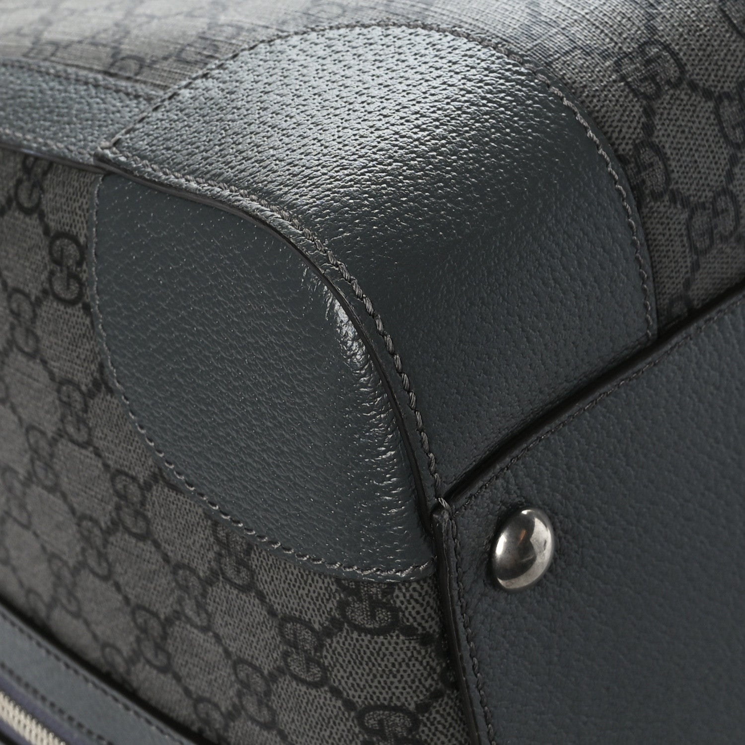 Gucci GG Supreme Monogram Textured Dollar Calfskin Large Savoy Duffle Bag Grey Black Graphite Grey 9 of 10