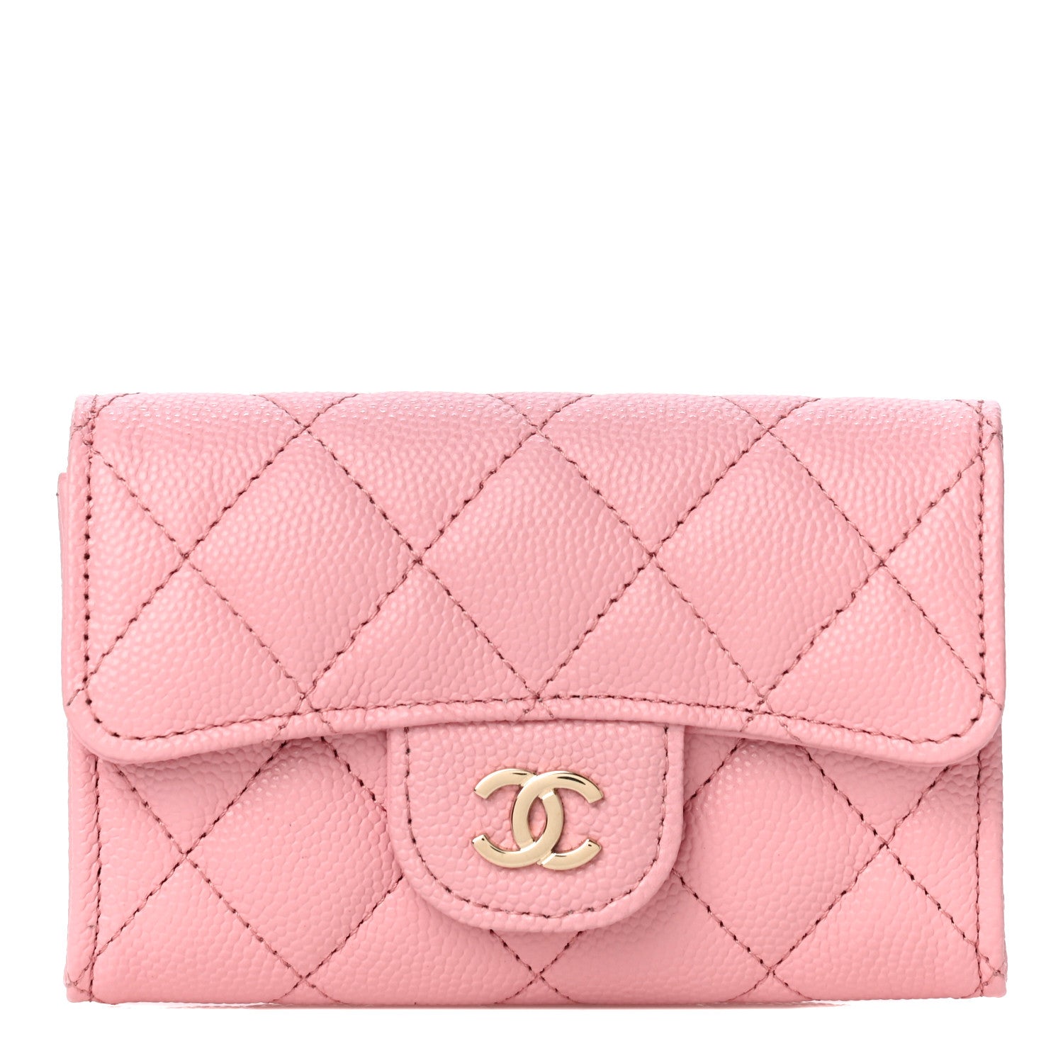 Chanel Caviar Quilted Flap Card Holder Wallet Light Pink 1 of 14