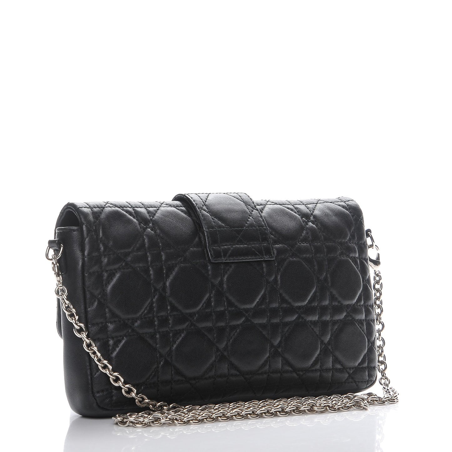 Lambskin Cannage New Lock Pouch Black