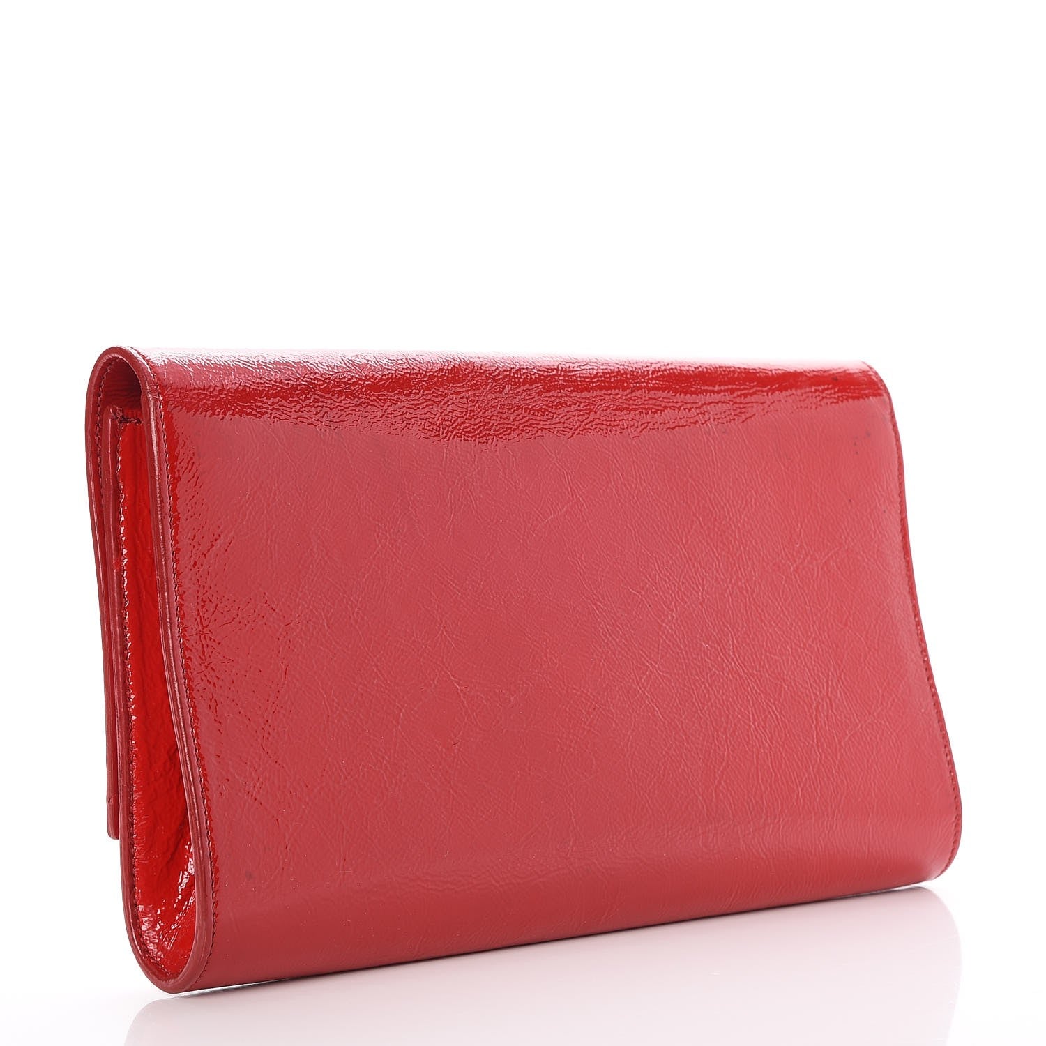 Saint Laurent Textured Patent Monogram Large Belle De Jour Clutch Red 3 of 10