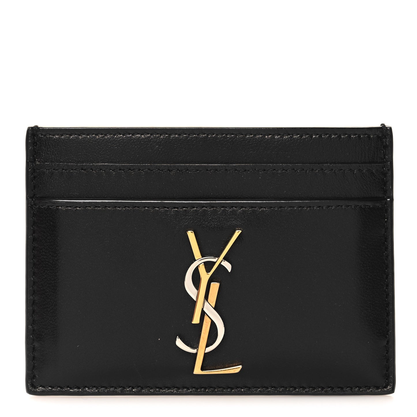 Calfskin Monogram Credit Card Case Black