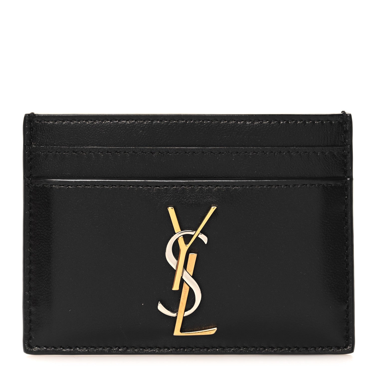 Saint Laurent Calfskin Monogram Credit Card Case Black 1 of 7