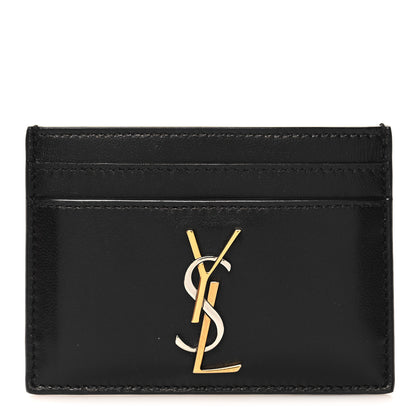 Saint Laurent Calfskin Monogram Credit Card Case Black 1 of 7