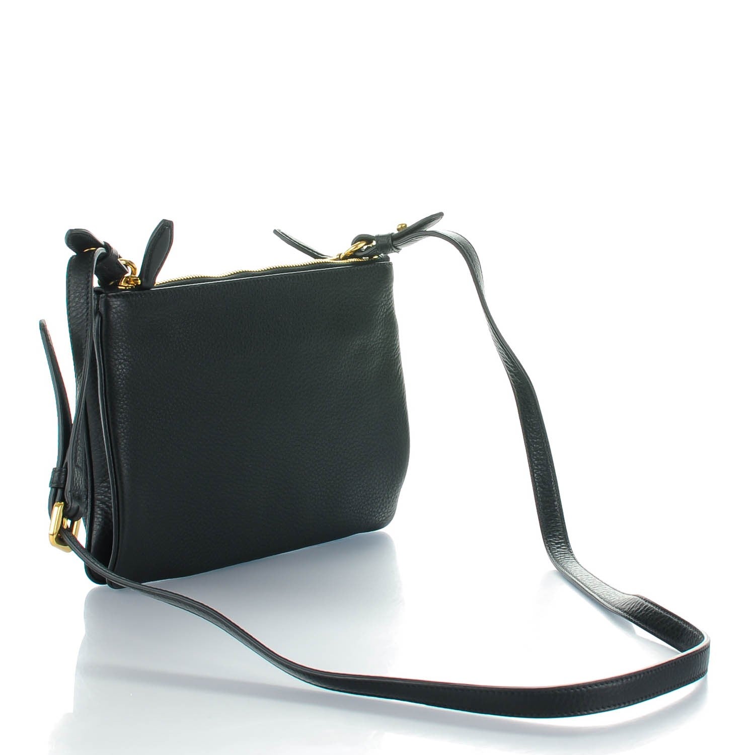 Prada Vitello Phenix Double Zip Crossbody Bag Black 3 of 8