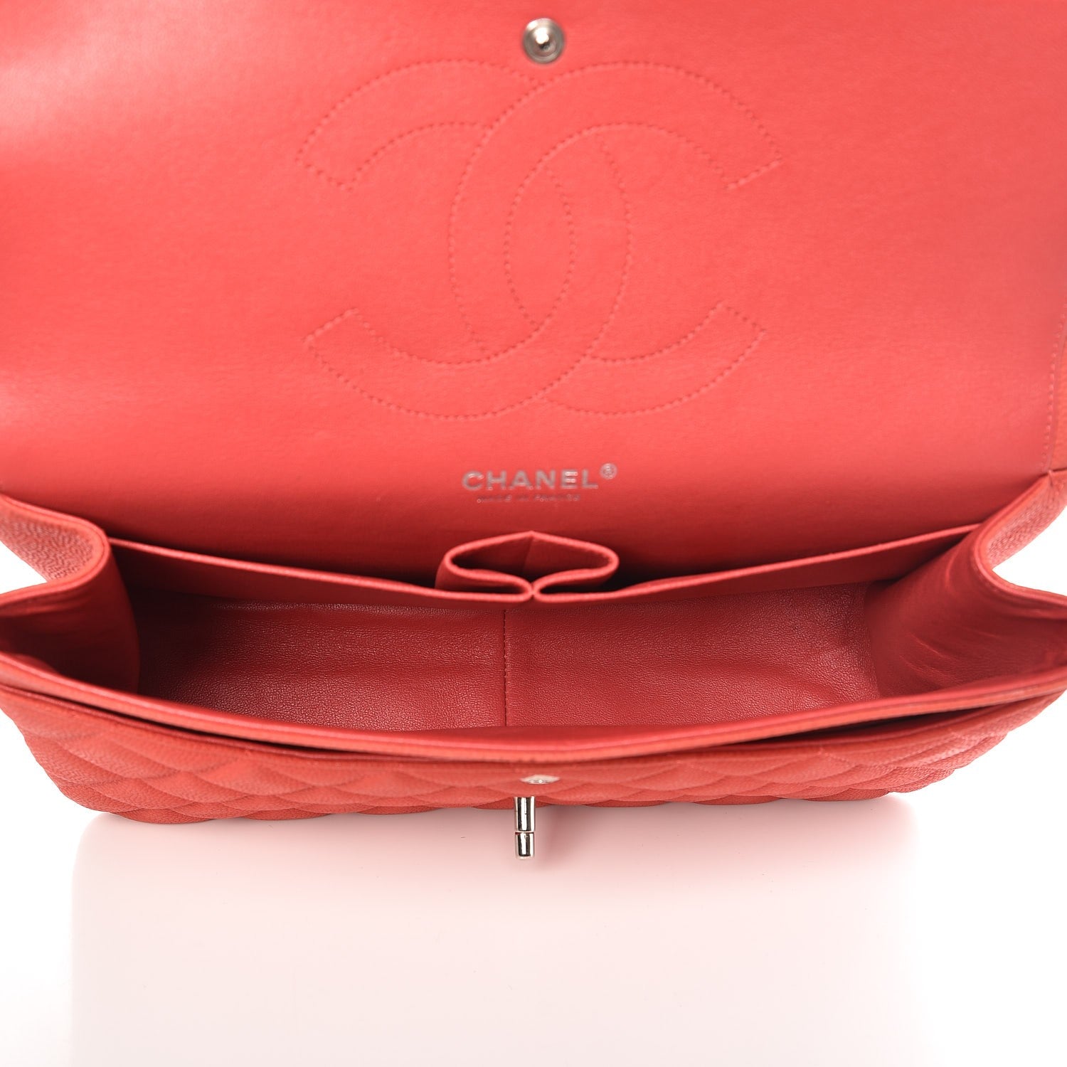 Chanel Iridescent Caviar Quilted Jumbo Double Flap Coral 5 of 15