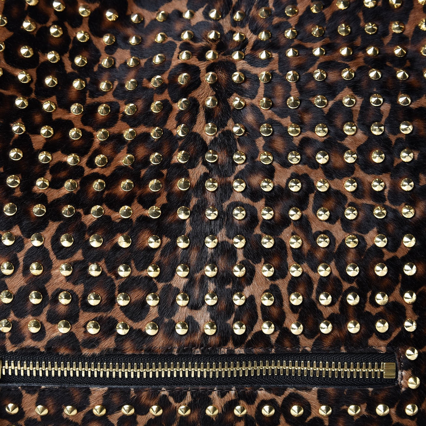 Calfskin Calf Hair Studded Leopard Print Big Crush Tote