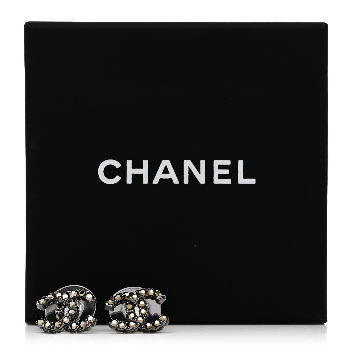 Chanel Crystal CC Earrings Ruthenium 5 of 5