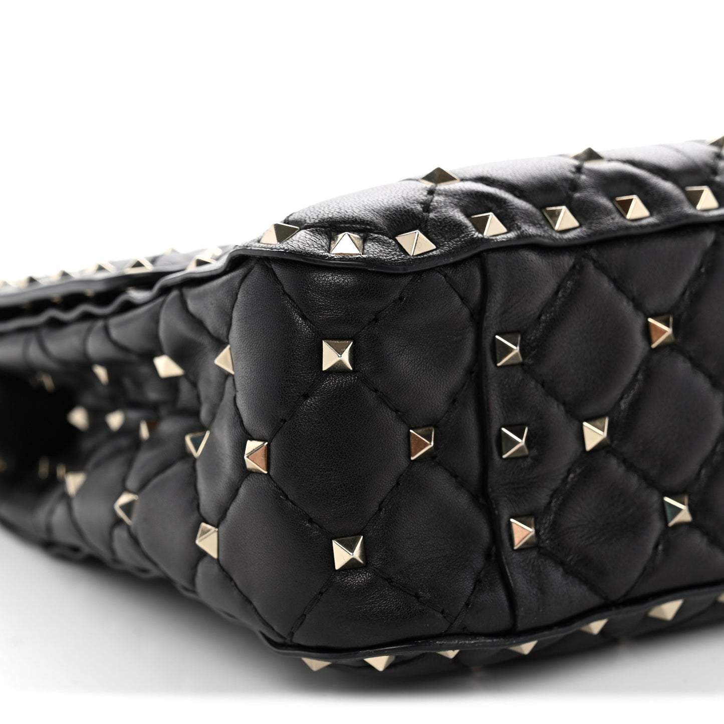 Nappa Medium Rockstud Spike Shoulder Bag Black