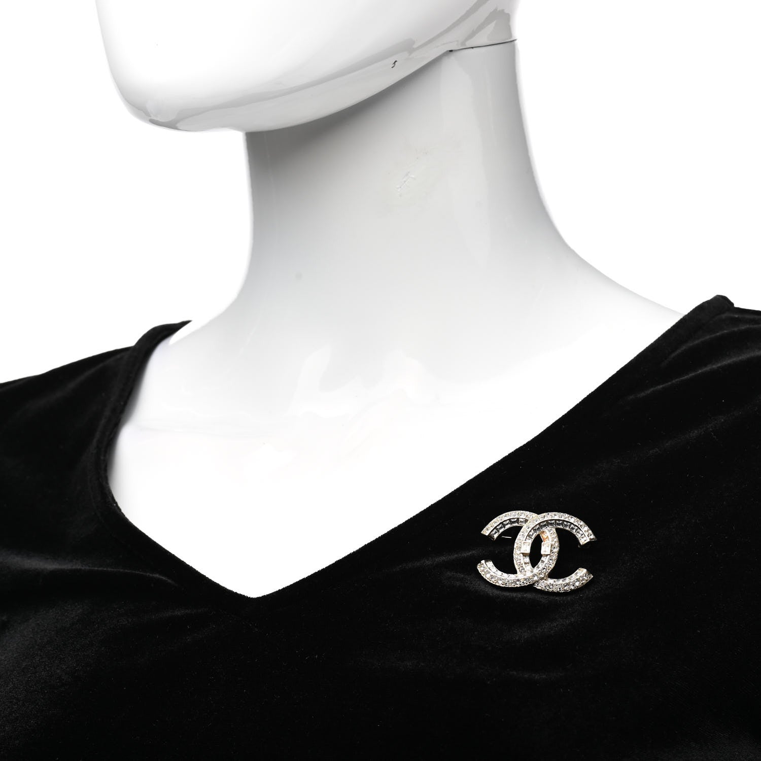 Chanel Baguette Crystal CC Brooch Light Gold 2 of 5