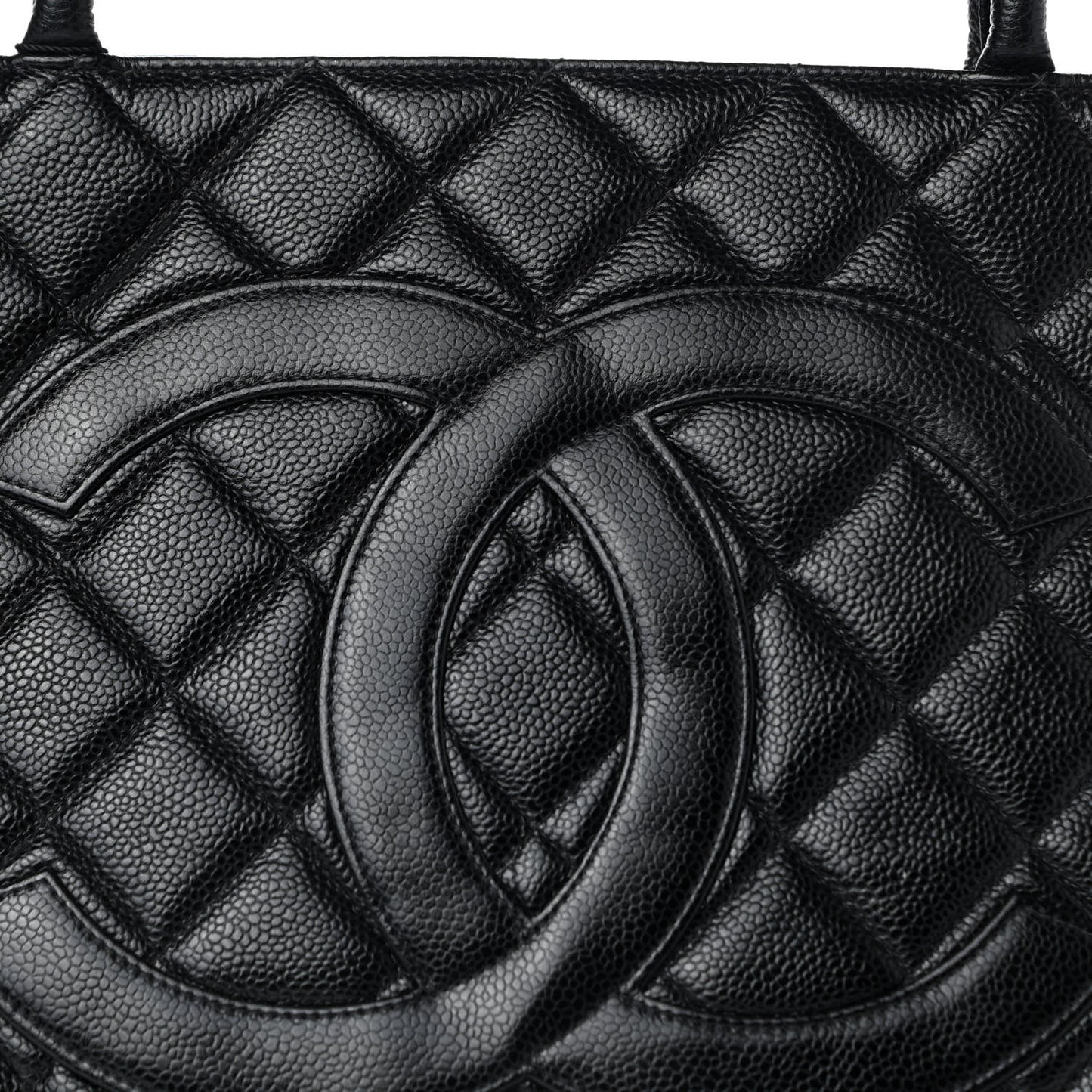 Caviar Quilted Medallion Tote Black