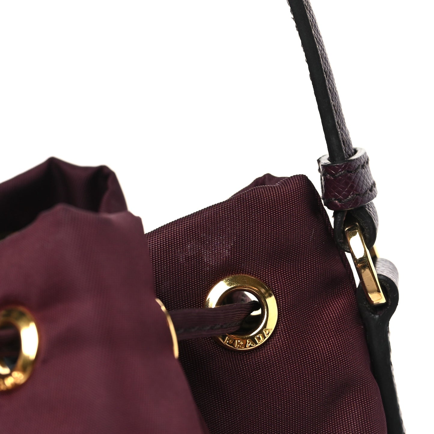 Re-Nylon Saffiano Duet Bucket Crossbody Bag Bordeaux