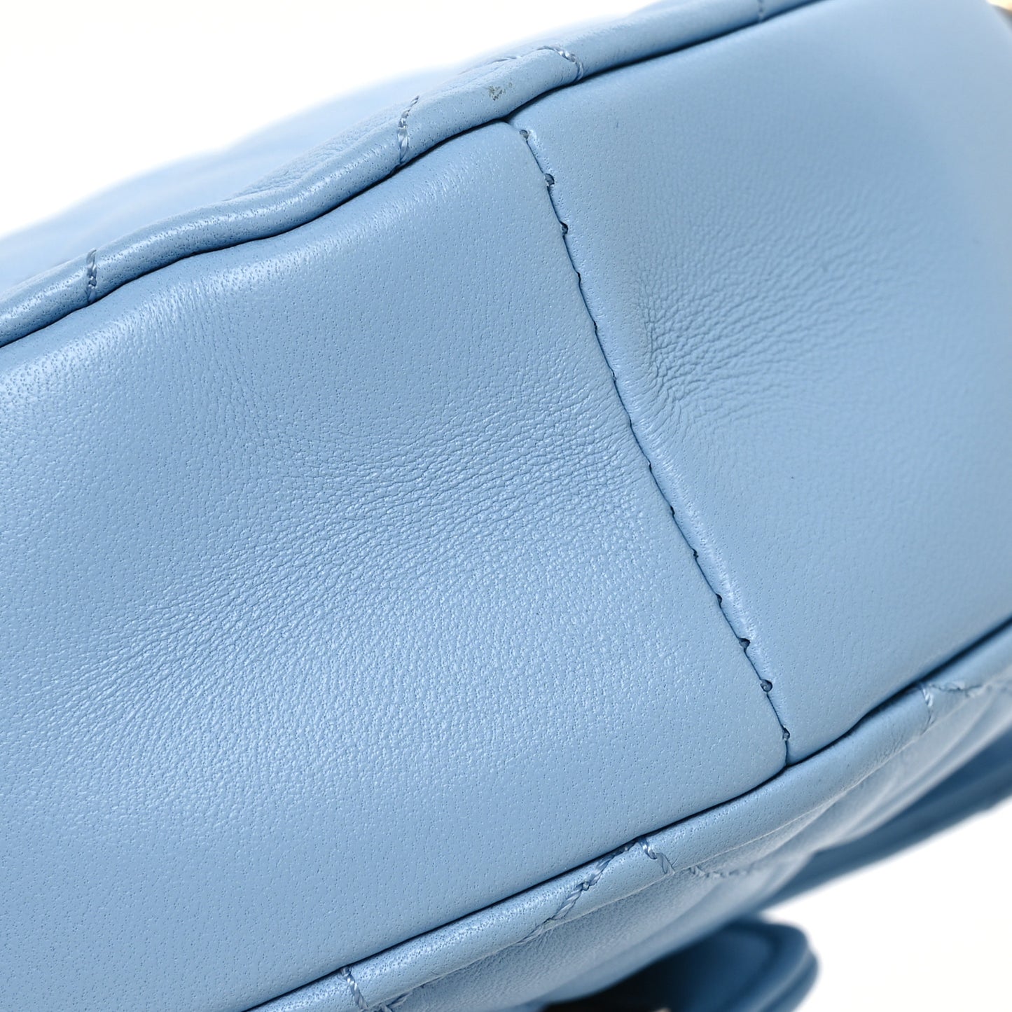 Lambskin Quilted CC In Love Heart Bag Light Blue