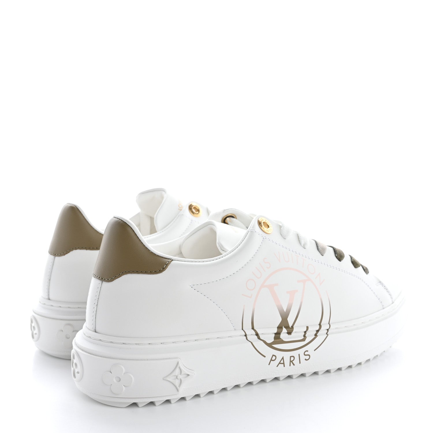 Louis Vuitton Monogram Time Out Sneakers 38 White Green 5 of 11