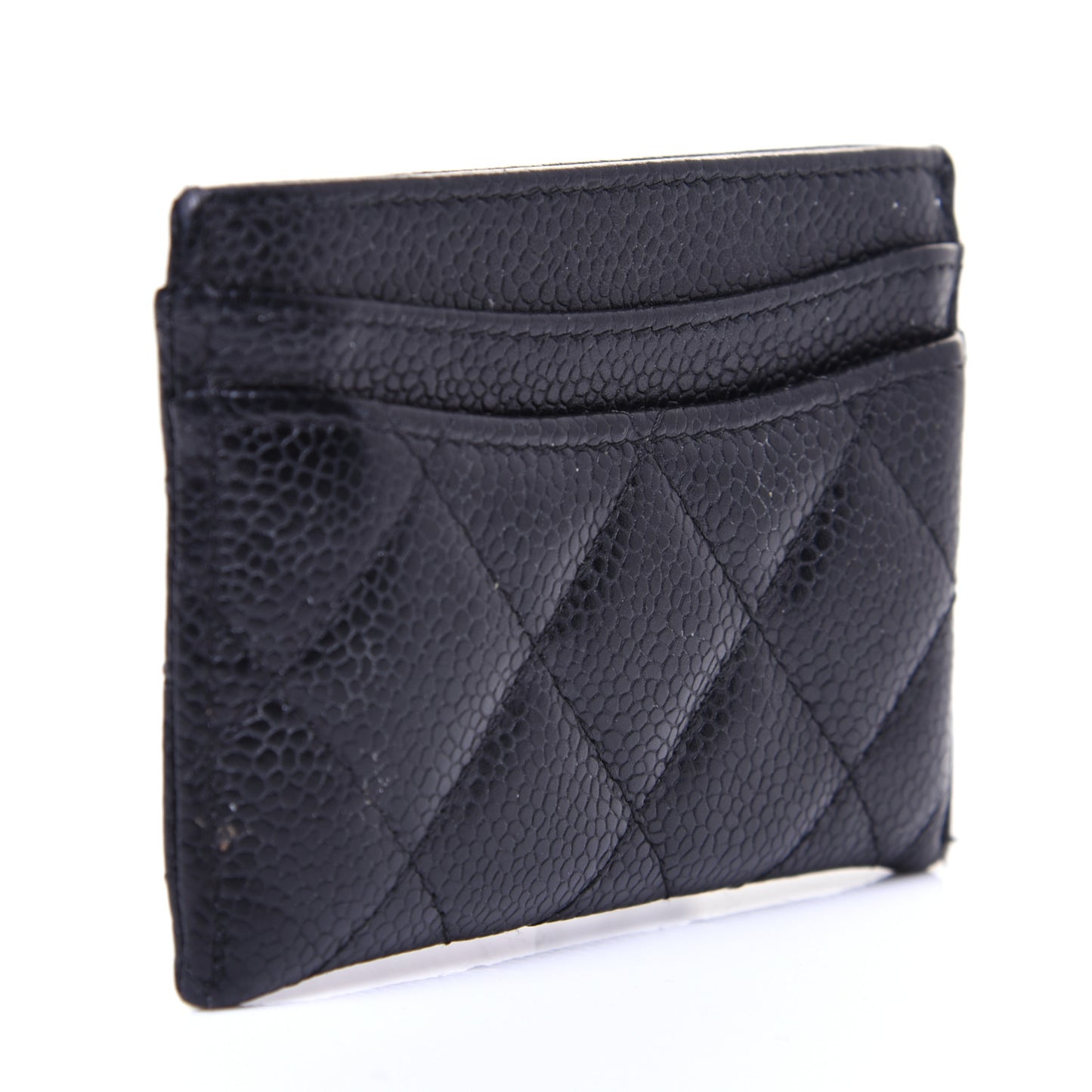 Caviar Quilted Card Holder Black