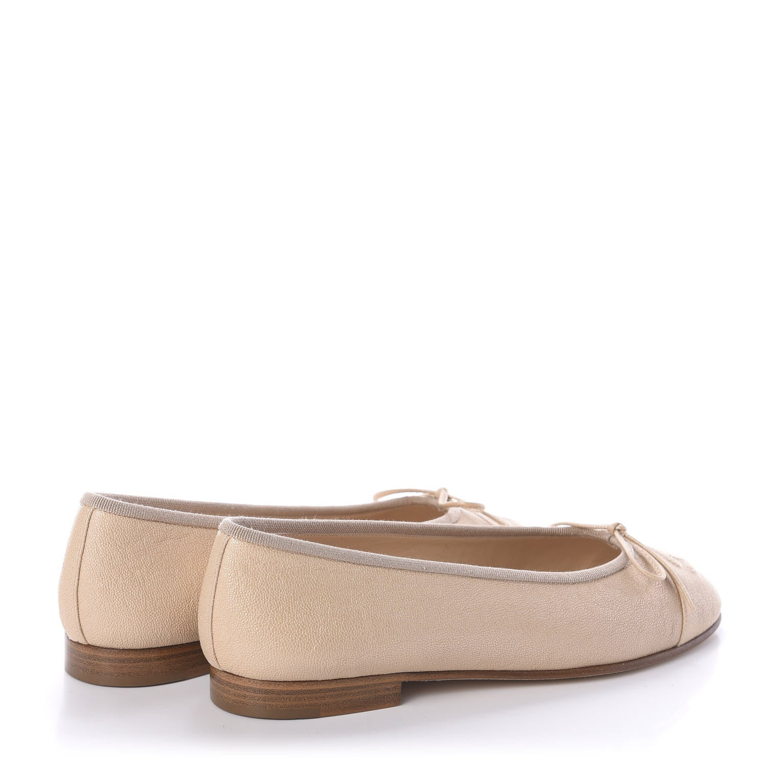 Chanel Iridescent Grained Calfskin Cap Toe Ballerina Flats 36.5 Beige 4 of 7