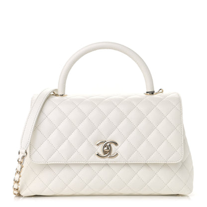 Chanel Caviar Quilted Small Coco Handle Flap White 1 of 9