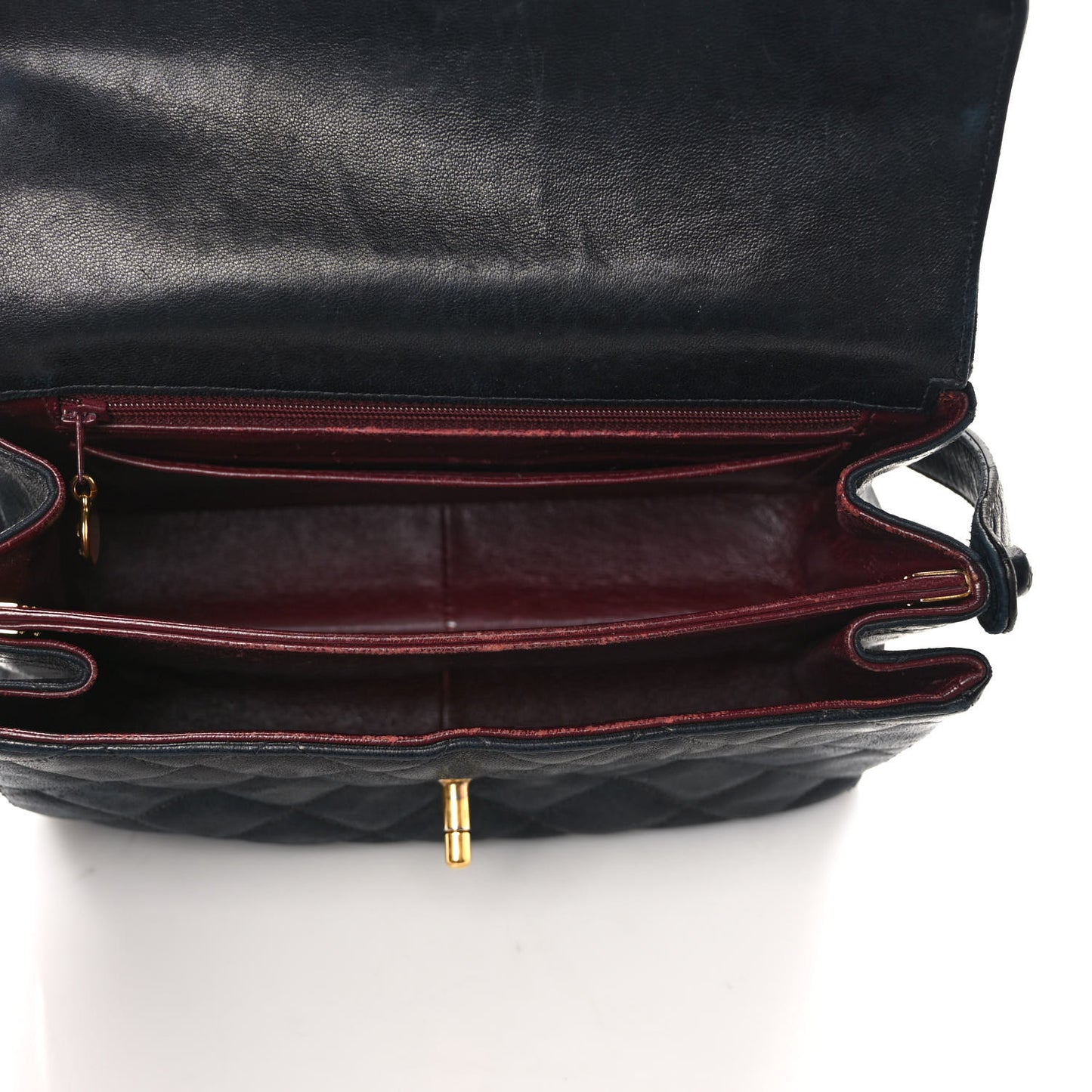 Lambskin Quilted CC Flap Shoulder Bag Navy