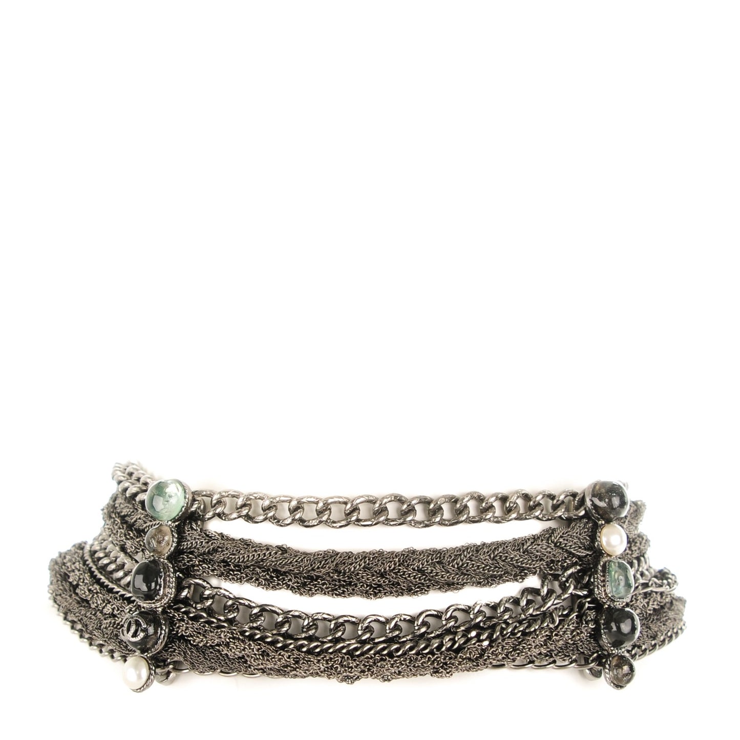 Multi Strand Braided Chain Choker Necklace Silver