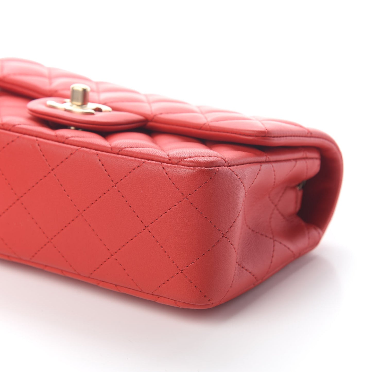 Lambskin Quilted Mini Rectangular Flap Red