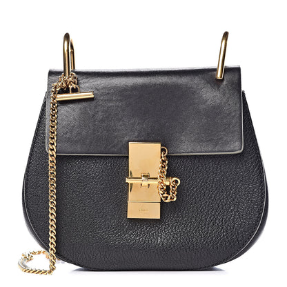 Chloe Grained Calfskin Lambskin Mini Drew Shoulder Bag Black 1 of 10