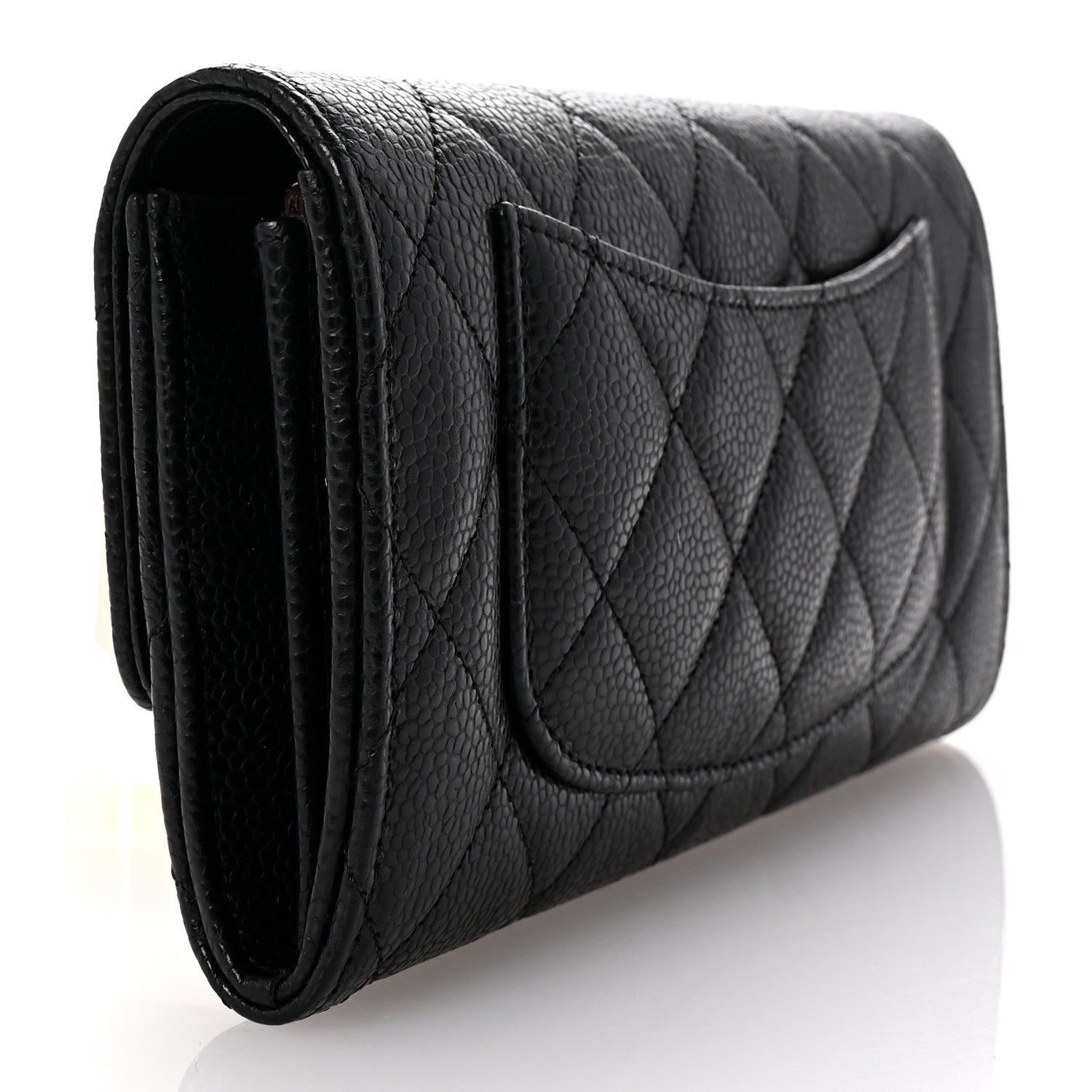 Chanel Caviar Quilted Large Gusset Flap Wallet Black 3 of 8