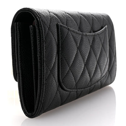 Chanel Caviar Quilted Large Gusset Flap Wallet Black 3 of 8