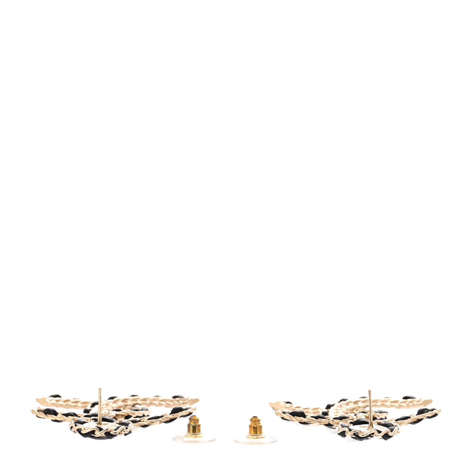 Chanel Lambskin CC Chain Drop Earrings Black Gold 3 of 5