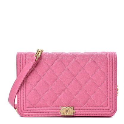 Chanel Caviar Quilted Boy Wallet On Chain WOC Pink 1 of 11