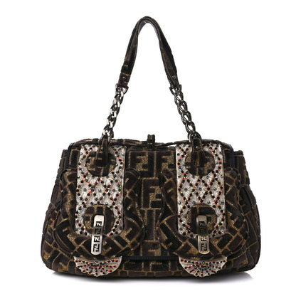 Fendi Velvet FF Beaded Embellished B Bag Multcolor 1 of 14