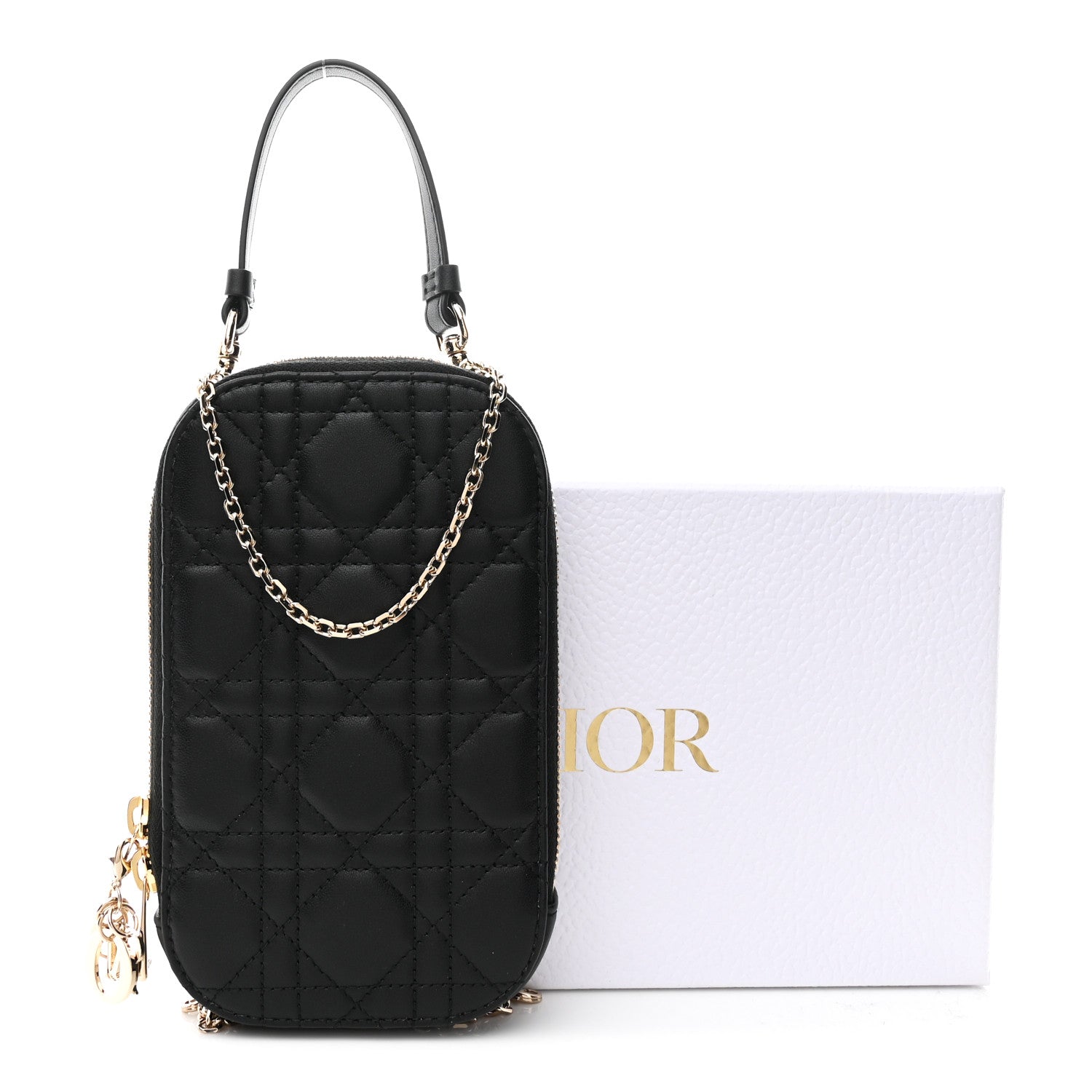 Christian Dior Lambskin Cannage Lady Dior Phone Holder Black 11 of 11