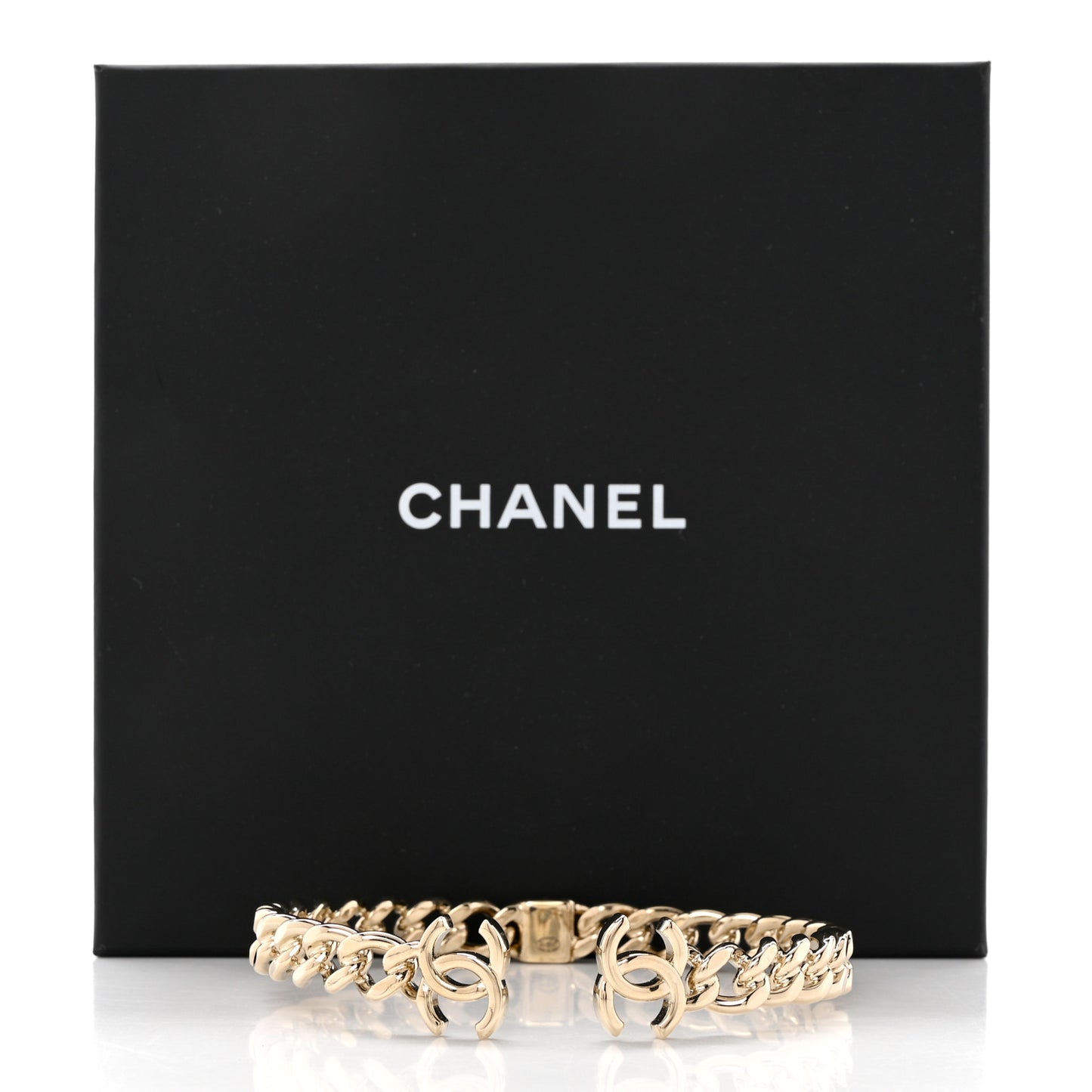 Metal CC Chain Link Choker Necklace S Gold