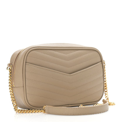 Saint Laurent Grain De Poudre Matelasse Monogram Mini Lou Camera Bag Dark Beige 3 of 9